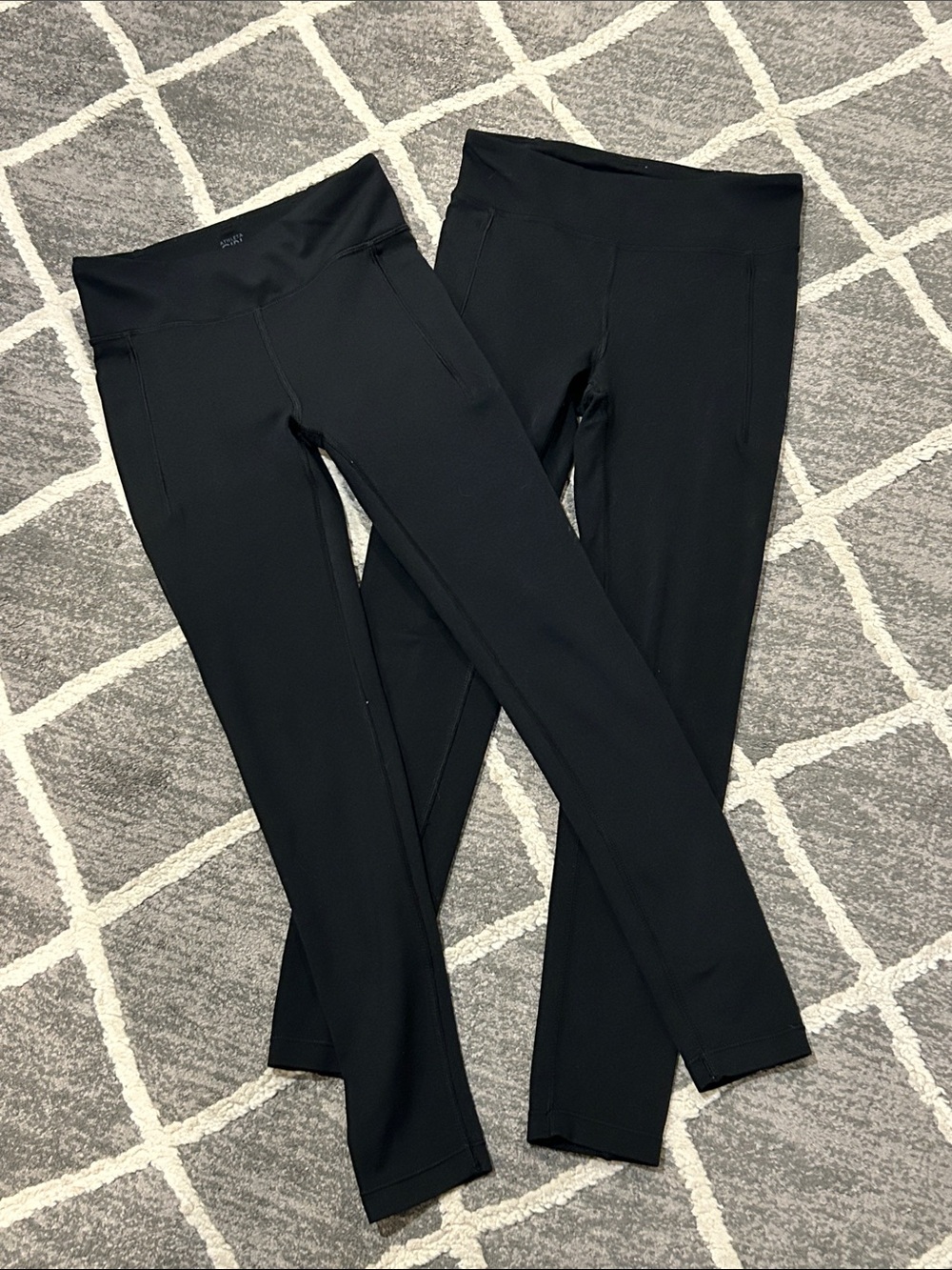 BUNDLE of 2 Athleta Girls Black High-Waist Active Leggings with Side Pockets